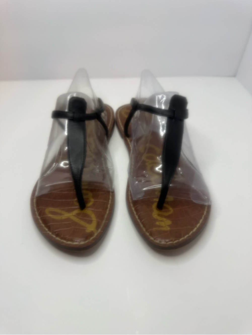 Sam Edelman Gigi Black Leather T-Strap Sandals Women's Size 7.5M